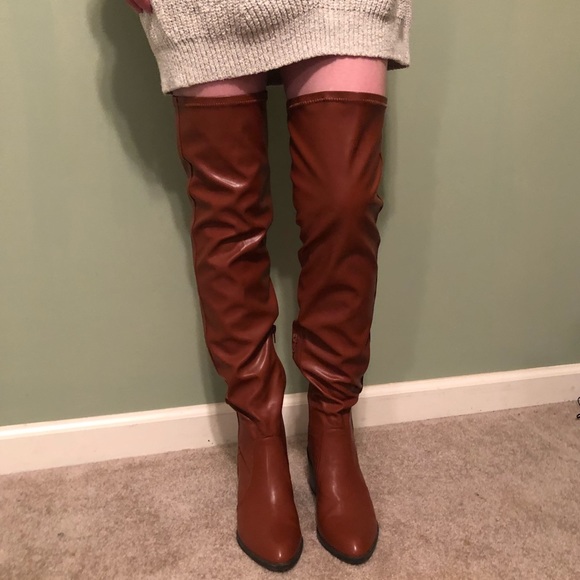 stone thigh high boots
